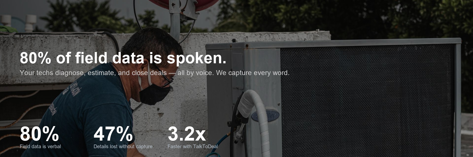 HVAC technician on-site with wearable mic